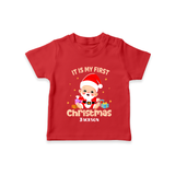 It is My First Christmas – Personalized   T-Shirt - RED - 0-5 Months Old (Chest 17")