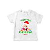 "It Is My First Christmas" Themed Customized T-Shirt With Name For Babies - WHITE - 0-5 Months Old (Chest 17")