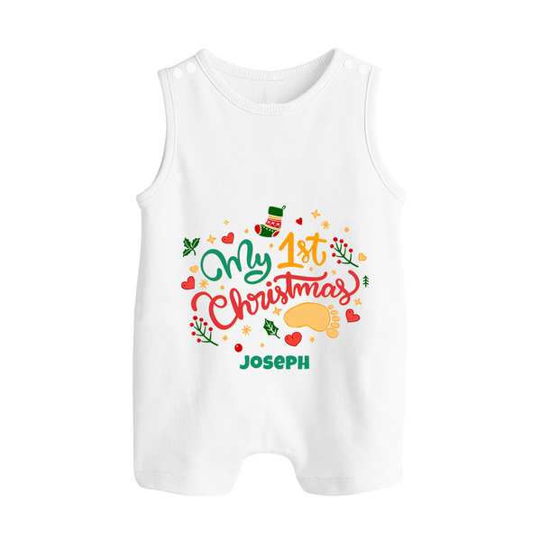 My 1st Christmas – Personalized   Romper Suit - WHITE - 0 - 5 Months Old (Chest 18")
