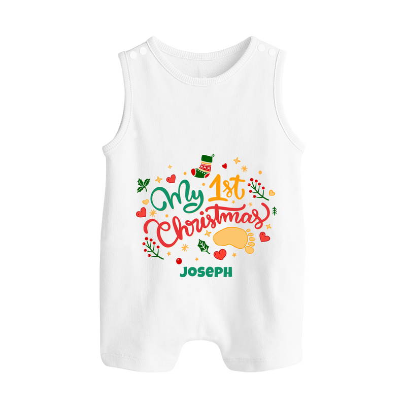 My 1st Christmas – Personalized   Romper Suit - WHITE - 0 - 5 Months Old (Chest 18")