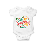 My First Christmas Themed Custom-Made  Romper With Name For Babies - WHITE - 0 - 3 Months Old (Chest 16")