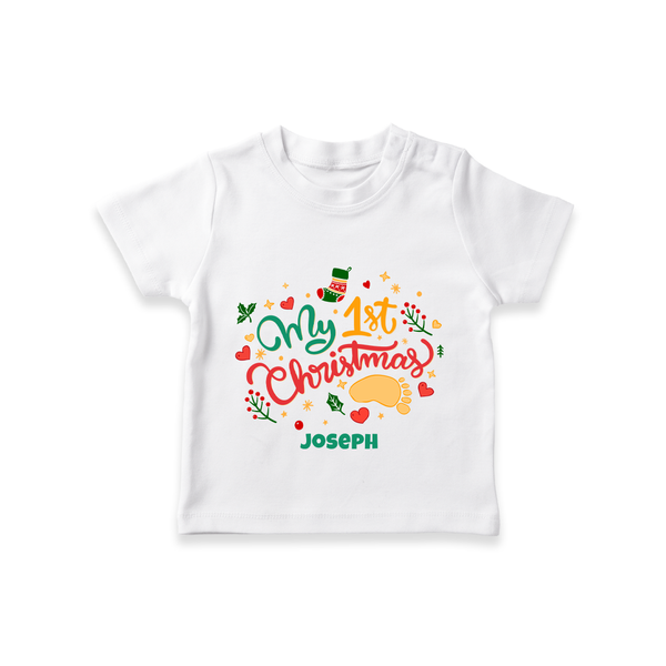 My 1st Christmas – Personalized   T-Shirt - WHITE - 0-5 Months Old (Chest 17")