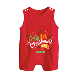 My 1st Christmas – Personalized   Romper Suit - RED - 0 - 5 Months Old (Chest 18")