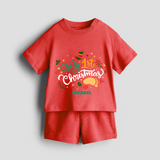 My First Christmas Themed Custom-Made  Co-ord Set With Name For Kids - RED - 0-5 months old  (Chest 18")