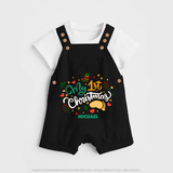 My First Christmas Themed Custom-Made  Dungaree Set With Name For Babies - BLACK - 0 - 5 Months Old (Chest 18")