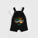 My First Christmas Themed Custom-Made  Dungaree Set With Name For Babies - BLACK - 0 - 5 Months Old (Chest 18")