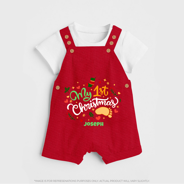 My 1st Christmas – Personalized   Dungaree - RED - 0 - 5 Months Old (Chest 18")