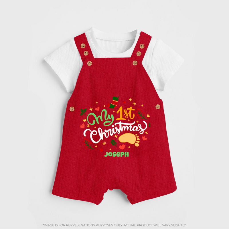 My 1st Christmas – Personalized   Dungaree - RED - 0 - 5 Months Old (Chest 18")