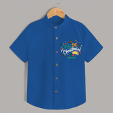 My First Christmas Themed Custom-Made  Shirt With Name For Kids - COBALT BLUE - 0 - 6 Months Old (Chest 23")