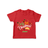My 1st Christmas – Personalized   T-Shirt - RED - 0-5 Months Old (Chest 17")