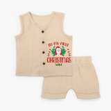 "Its My First Christmas" Themed Customized Jabla Set With Name For Babies - CREAM - 0 - 3 Months Old (Chest 9.8")