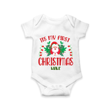 "Its My First Christmas" Themed Customized Romper With Name For Babies - WHITE - 0 - 3 Months Old (Chest 16")