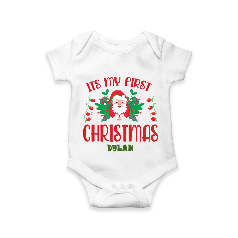 Its my 1st First Christmas |Custom Baby Romper - WHITE - New Born (Chest 14")