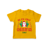 "Its My First Christmas" Themed Customized T-Shirt With Name For Babies - CHROME YELLOW - 0-5 Months Old (Chest 17")