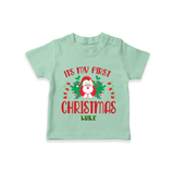 "Its My First Christmas" Themed Customized T-Shirt With Name For Babies - MINT GREEN - 0-5 Months Old (Chest 17")