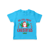 "Its My First Christmas" Themed Customized T-Shirt With Name For Babies - SKY BLUE - 0-5 Months Old (Chest 17")