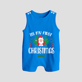 "Its My First Christmas" Themed Customized Romper Suit With Name For Babies - ROYAL BLUE - 0 - 5 Months Old (Chest 18")