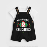 "Its My First Christmas" Themed Customized Dungaree Set With Name For Babies - BLACK - 0 - 5 Months Old (Chest 18")