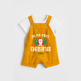 "Its My First Christmas" Themed Customized Dungaree Set With Name For Babies - CHROME YELLOW - 0 - 5 Months Old (Chest 18")