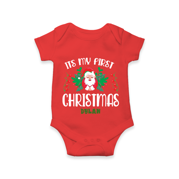 Its my 1st First Christmas |Custom Baby Romper - RED - New Born (Chest 14")