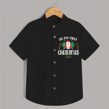 "Its My First Christmas" Themed Customized Shirt With Name For Kids - BLACK - 0 - 6 Months Old (Chest 23")