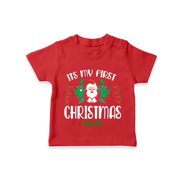 Its my 1st First Christmas |Custom   T-Shirt - RED - 0-5 Months Old (Chest 17")