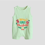 My First Christmas Themed Custom-Made  Romper Suit For Babies With Name  - MINT GREEN - 0 - 5 Months Old (Chest 18")