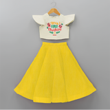 My First Christmas Themed Custom-Made  Crop Top And Skirt For Kids With Name  - YELLOW - 6 - 9 Months Old (Chest 20" , Frock Waist 20")