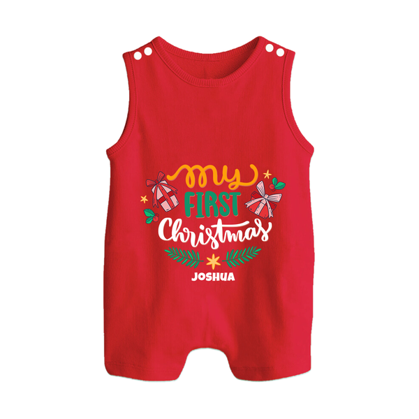My First Christmas |Custom  Romper Suit - RED - 0 - 5 Months Old (Chest 18")