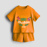 My First Christmas Themed Custom-Made  Co-ord Set For Kids With Name  - TANGERINE - 0-5 months old  (Chest 18")