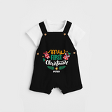 My First Christmas Themed Custom-Made  Dungaree Set For Babies With Name  - BLACK - 0 - 5 Months Old (Chest 18")