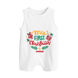 My First Christmas |Custom  Romper Suit - WHITE - 0 - 5 Months Old (Chest 18")