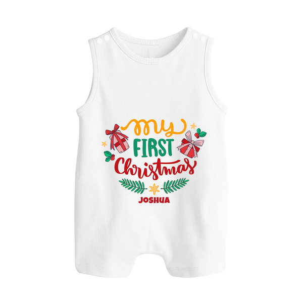 My First Christmas |Custom  Romper Suit - WHITE - 0 - 5 Months Old (Chest 18")