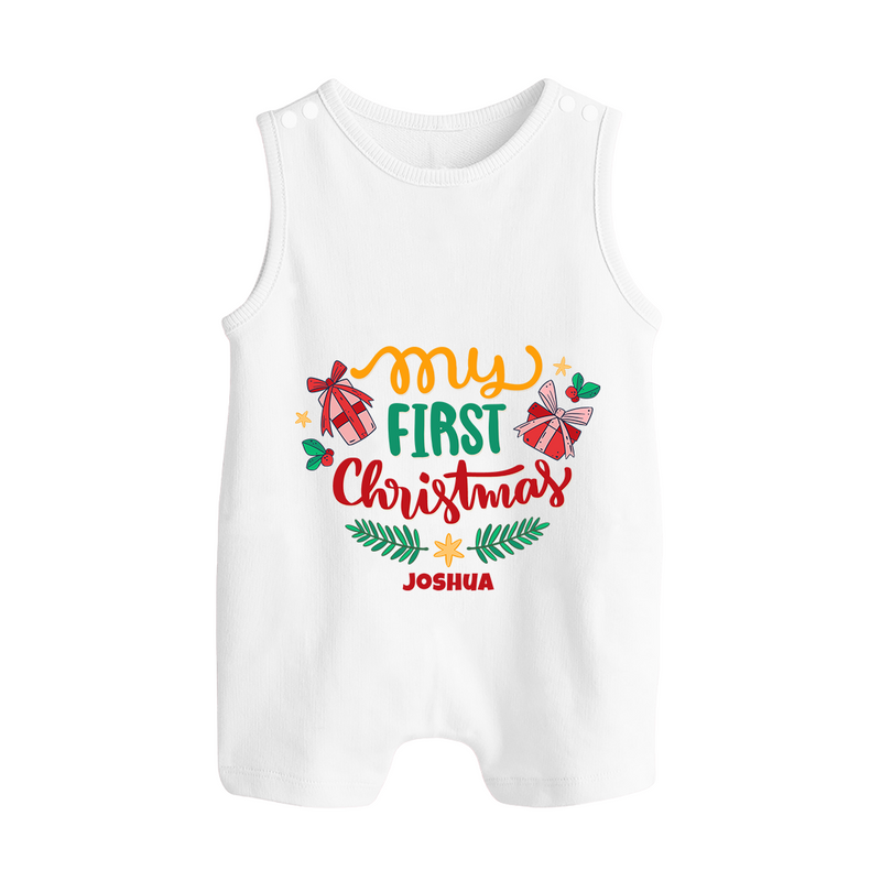 My First Christmas |Custom  Romper Suit - WHITE - 0 - 5 Months Old (Chest 18")