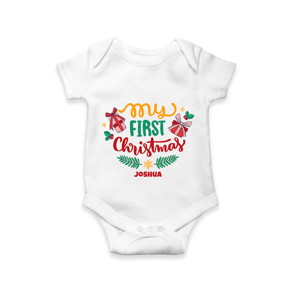 My First Christmas |Custom  Romper - WHITE - New Born (Chest 14")