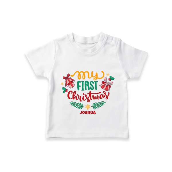 My First Christmas |Custom  T-Shirt - WHITE - 0-5 Months Old (Chest 17")