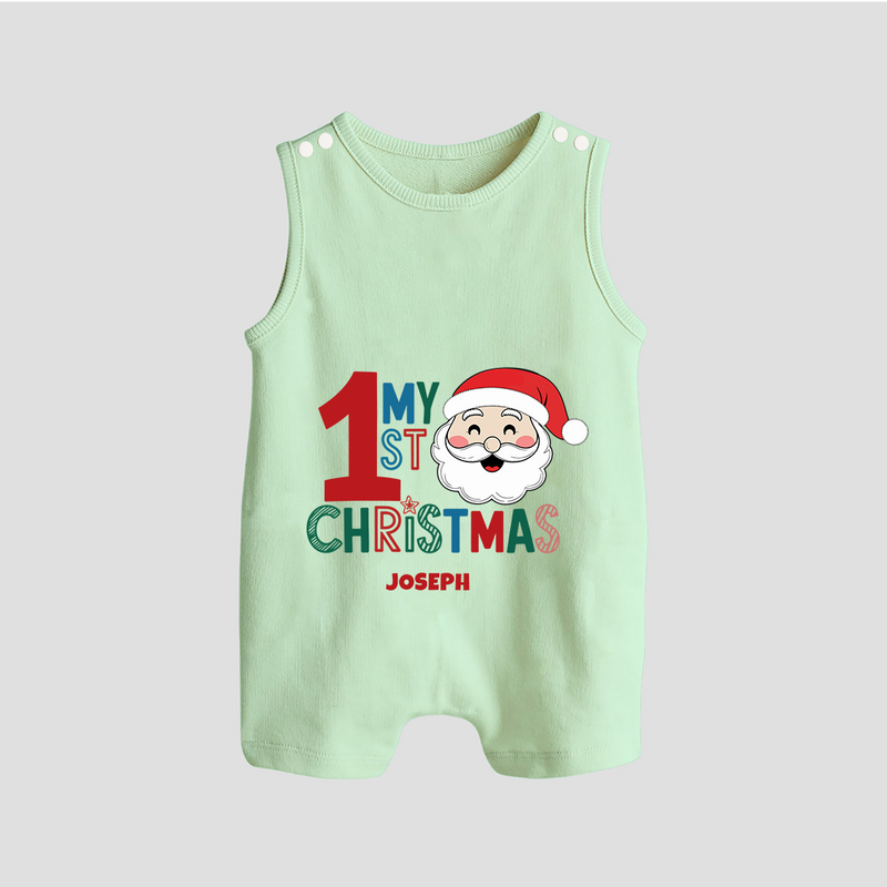 Celebrate 2024 Christmas With Our "My First Christmas" themed Customized Romper Suit With Name For Babies - MINT GREEN - 0 - 5 Months Old (Chest 18")