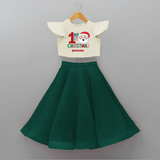 Celebrate 2024 Christmas With Our "My First Christmas" themed Customized Crop Top And Skirt With Name For Kids - BOTTLE GREEN - 6 - 9 Months Old (Chest 20" , Frock Waist 20")