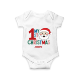 Celebrate 2024 Christmas With Our "My First Christmas" themed Customized Romper With Name For Babies - WHITE - 0 - 3 Months Old (Chest 16")