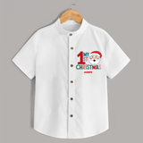 Celebrate 2024 Christmas With Our "My First Christmas" themed Customized Shirt With Name For Kids - WHITE - 0 - 6 Months Old (Chest 23")