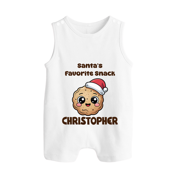 Santa's Favorite Snacks Romper Suit / Sleeveless Romper | Personalized Baby Christmas Outfit - WHITE - 0 - 5 Months Old (Chest 18")