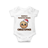 Santa's Favorite Snacks Romper | Personalized Baby Christmas Outfit - WHITE - New Born (Chest 14")