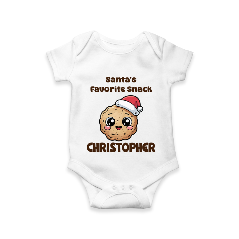 Santa's Favorite Snacks Romper | Personalized Baby Christmas Outfit - WHITE - New Born (Chest 14")