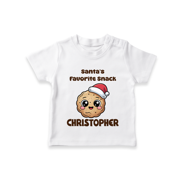Santa's Favorite Snacks T - Shirt | Personalized Baby Christmas Outfit - WHITE - 0-5 Months Old (Chest 17")
