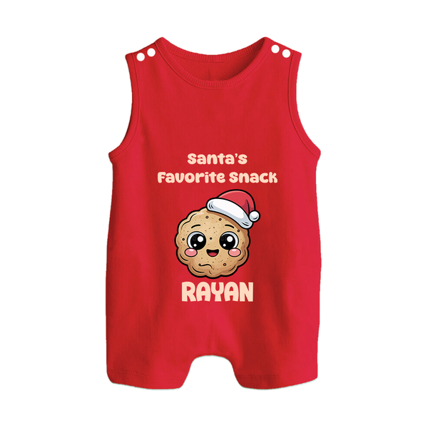 Santa's Favorite Snacks Romper Suit / Sleeveless Romper | Personalized Baby Christmas Outfit - RED - 0 - 5 Months Old (Chest 18")