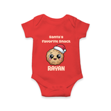 Santa's Favorite Snacks Romper | Personalized Baby Christmas Outfit - RED - New Born (Chest 14")