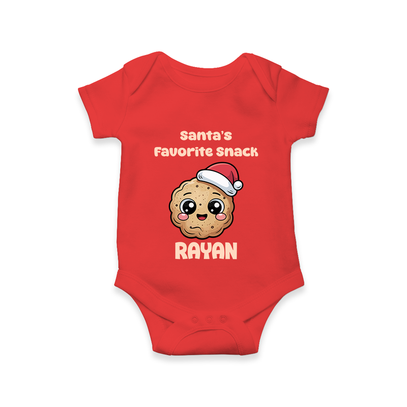 Santa's Favorite Snacks Romper | Personalized Baby Christmas Outfit - RED - New Born (Chest 14")