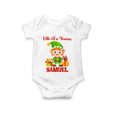 Little Elf in Training Romper | Cute Holiday Baby Outfit - WHITE - New Born (Chest 14")