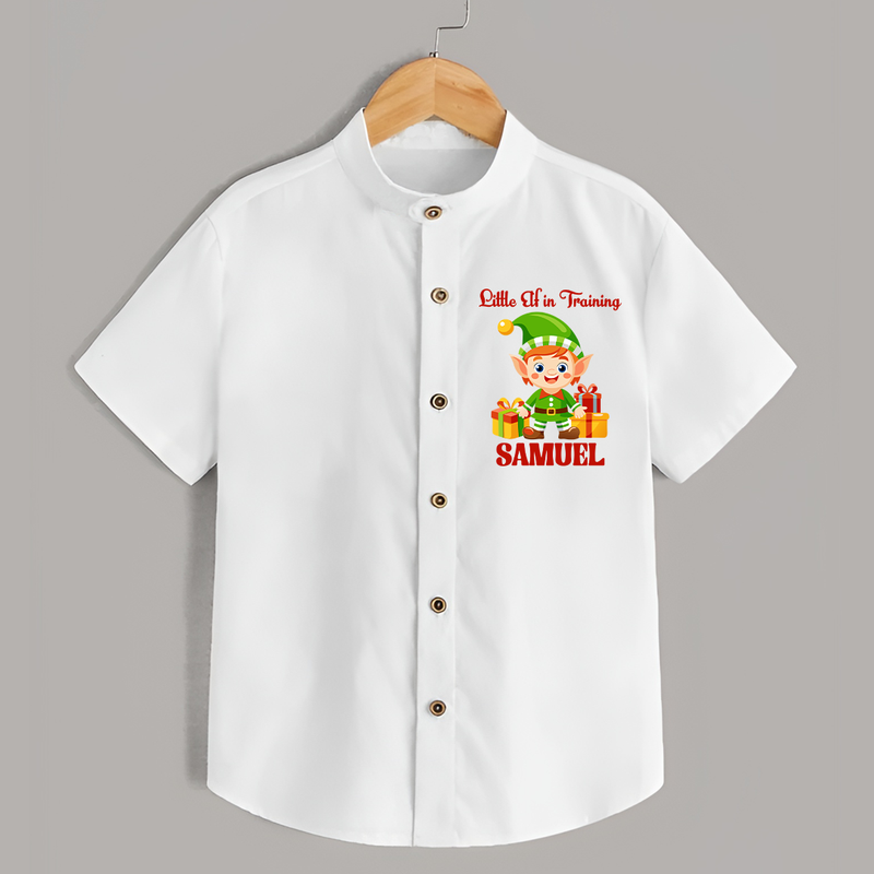 Little Elf in Training Shirt | Cute Holiday Baby Outfit - WHITE - 0 - 6 Months Old (Chest 23")