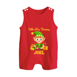Little Elf in Training Romper Suit / Sleeveless Romper | Cute Holiday Baby Outfit - RED - 0 - 5 Months Old (Chest 18")